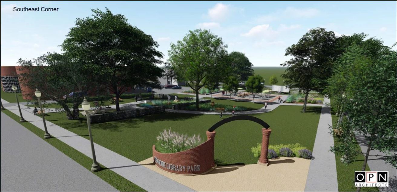 Keokok Library park plan rendering