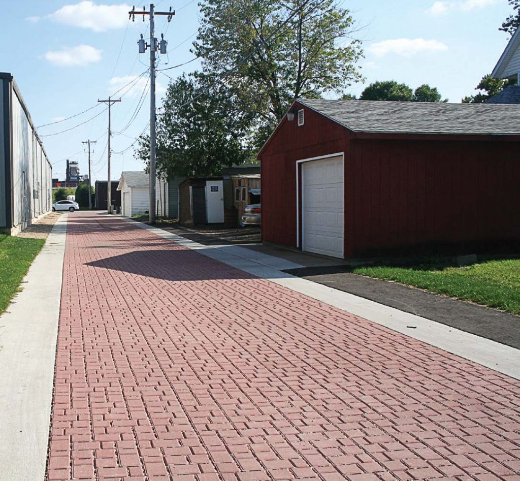 alleyway with red bricks