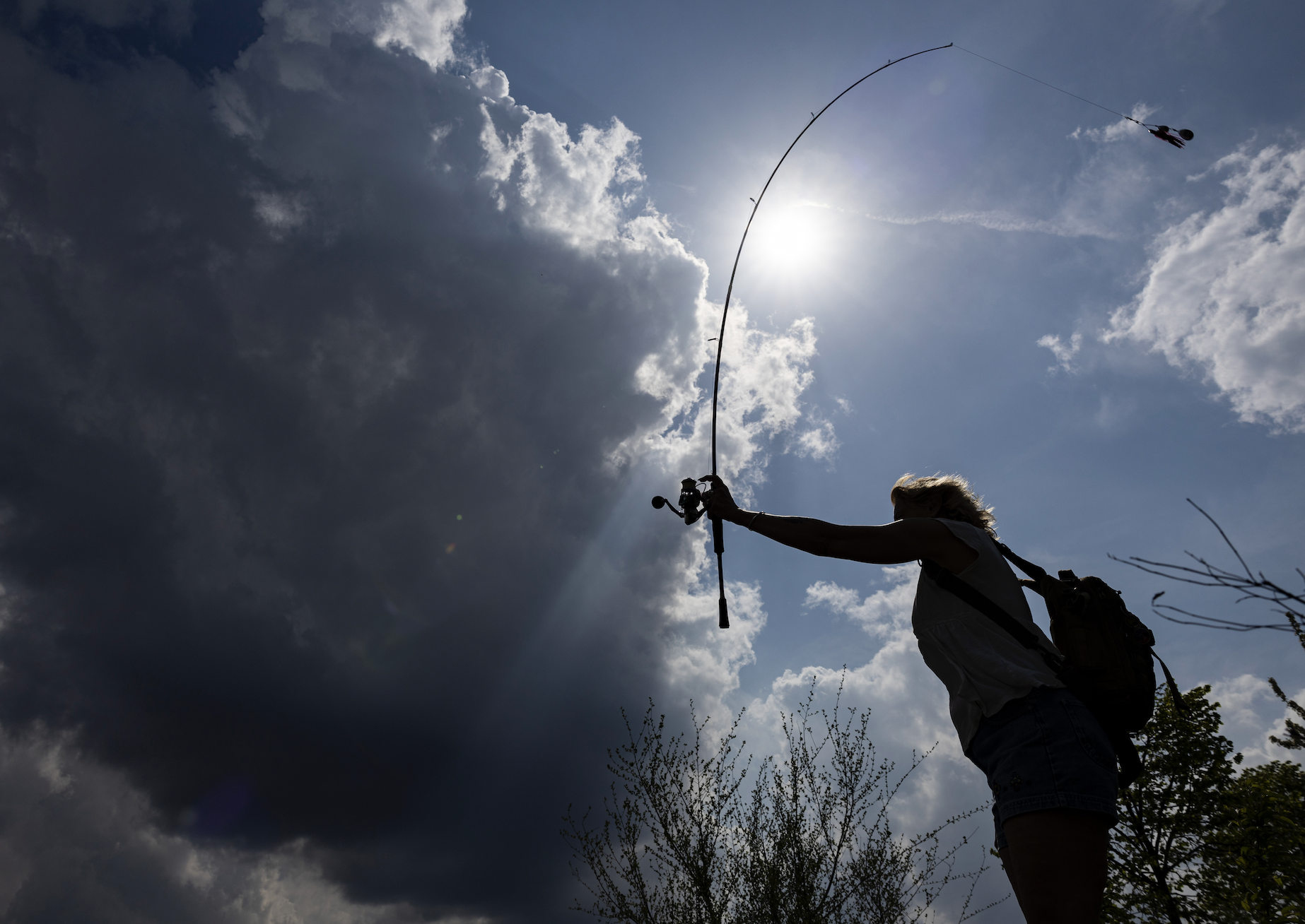 woman fly fishing